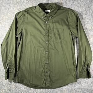 GAP Men's Large Shirt Standard Fit Deep Depths Green Stretch Poplin 771165-05